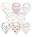 Baby Bandana Drool Bibs 8 Pack for Girls, Hypoallergenic Soft Organic Cotton With Snaps for Teething Drooling, Baby Shower Gift For Girl, Newborn Registry Must Haves, Burp Cloth, Pink Blush Rose