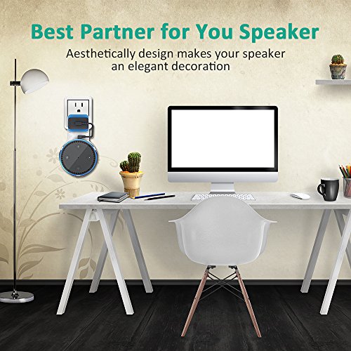 Bovon Outlet Wall Mount Hanger Holder Stand for Dot 2nd Generation, Best Space-Saving Dot Accessories for Your Smart Home Speaker without Mess Wires or Screws (Short Charging Cable Included) (White) - Thumbnail 4