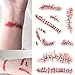 Halloween Scar Tattoos Temporary - Zombie Party Supplies Cosplay Props - Realistic Bloody Makeup Face Decorations Fake Injury Wound for Halloween Costume(24 Sheets)