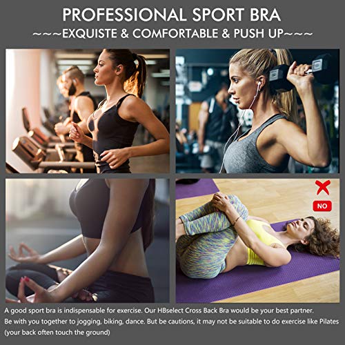 HBselect Sportbeha voor dames, bustier, gevoerde sportkleding, buikvrije sporttop met riemdesign aan de achterkant en… - Image 5