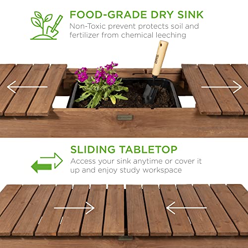 Best Choice Products Mobile Garden Potting Bench, Outdoor Wood
