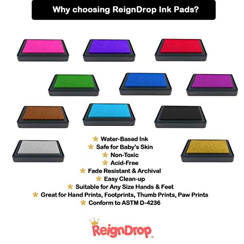 ReignDrop Ink Pad for Baby Footprint, Handprint, Create Impressive Keepsake Stamp, Non-Toxic and Acid-Free Ink, Easy to Wipe and Wash Off Skin, Smudge Proof, Long Lasting Keepsakes (Red) - Thumbnail 5