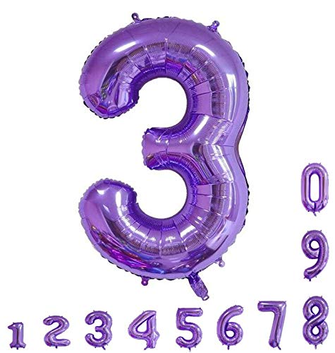 CRAZY GOTENDCRAZY GOTEND 40 Inch Purple Number Balloons 3th Birthday Party Decorations Helium Foil Mylar Number Balloon