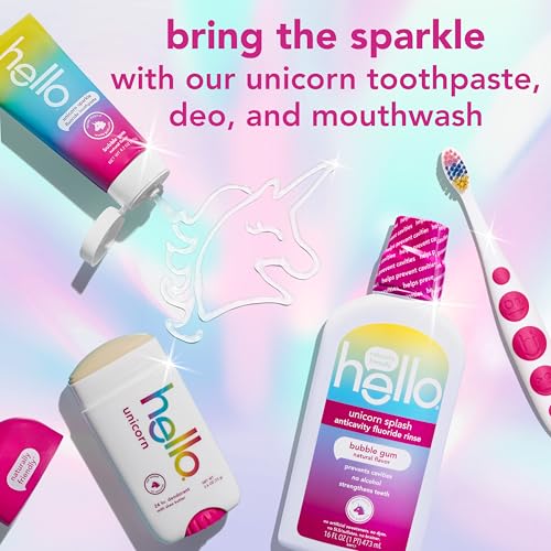 HELLO UNICORN DEODORANT, 24 HOUR ODOR PROTECTION, NO ALUMINUM + NO BAKING SODA, VEGAN & PARABENS FREE, 2.6 OZ