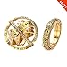 XIANGMENG Copper Gold Plated Astronomical Finger Foldable Ring That Folds Out to an Astronomical Sphere Ring| Luxury Hand-Carved,Copper | Close is Love,Open is The World,Best Gift for Lover