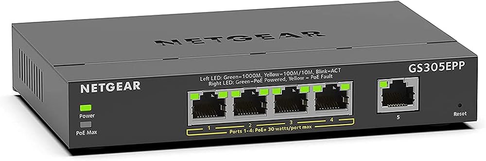 NETGEAR Plus GS305EPP 5-Port Gigabit Smart Switch PoE+ 120W Desktop Wall Mount