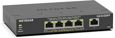NETGEAR Plus GS305EPP 5-Port Gigabit Smart Switch PoE+ 120W Desktop Wall Mount