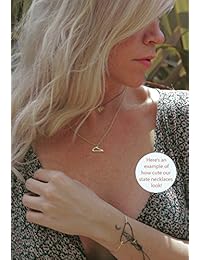 Collar del estado de Lucky Feather, bañado en oro de 14 quilates de 16-18 pulgadas