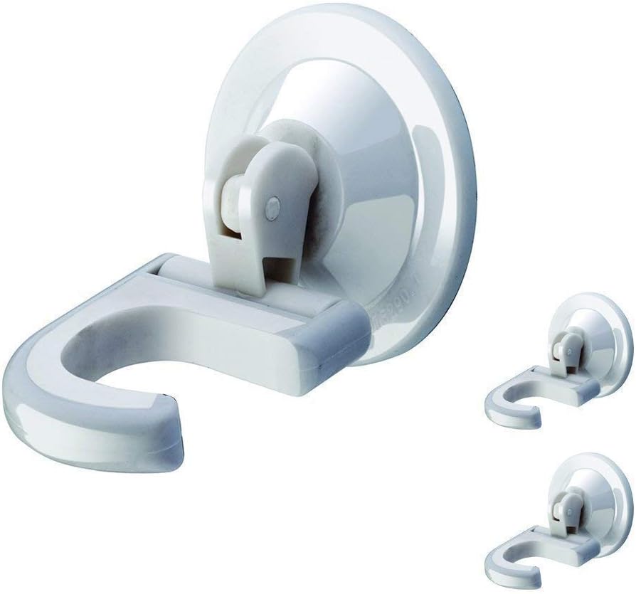 NL HOME Multi Purpose Power Lock Suction Cup Hooks/Holders/Hangers, Utility Hooks (White)