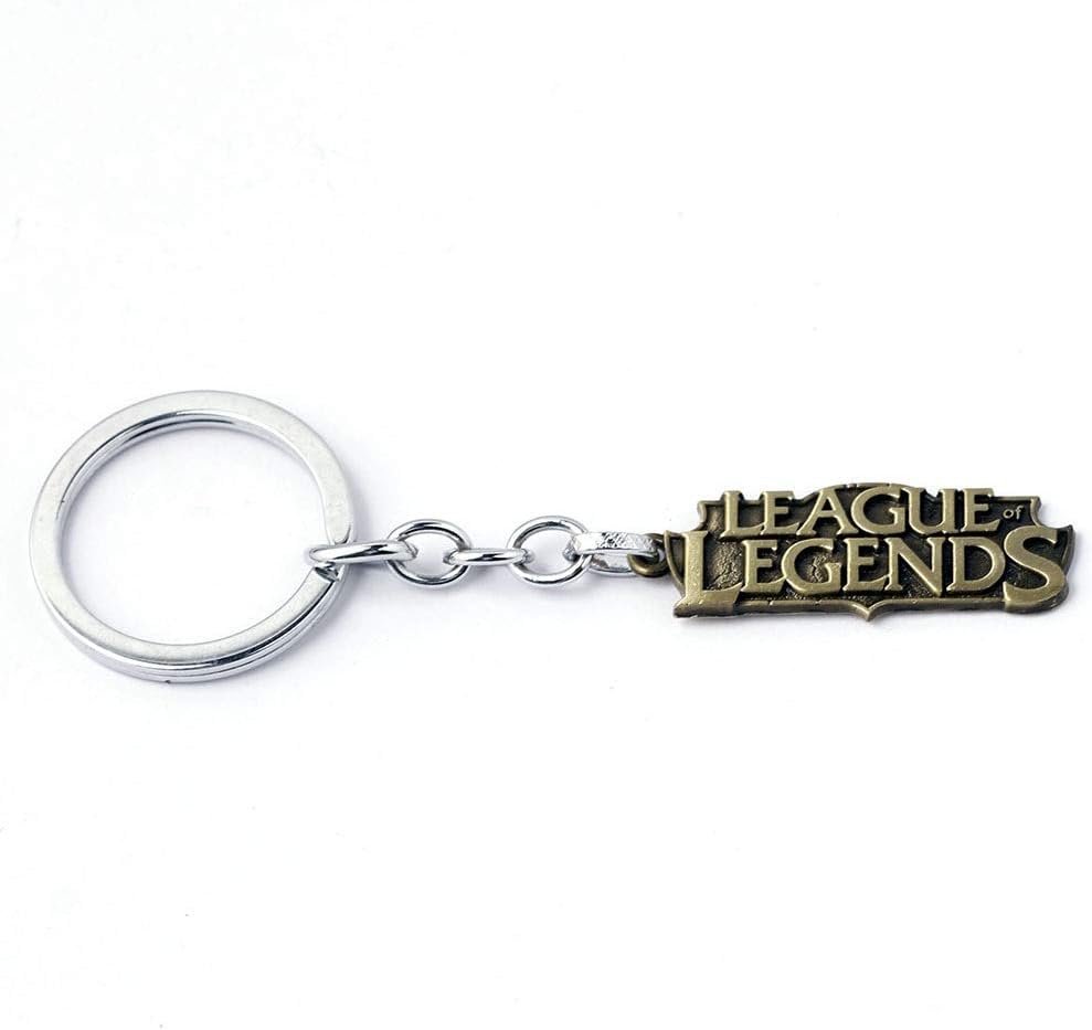lotuwio Online Game Lol Keychain League Of Legend Letter Logo Keyring Bronze Vintage Pendant Key Holder Metal Key Buckle Jewelry