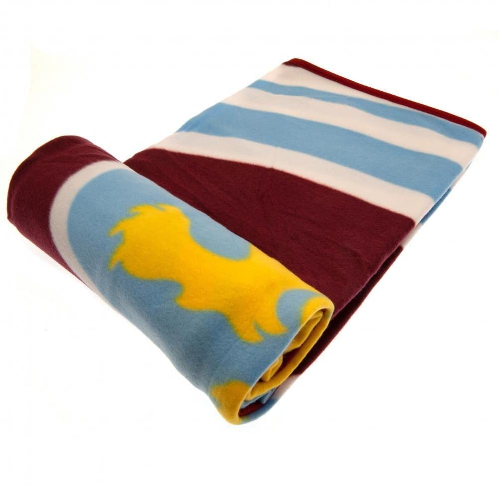 Aston Villa FC Forever Collectibles Crested Fleece Blanket Throw Pulse Gift Present, Multicoloured, 120Cm X 150Cm