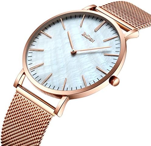 FunkyTop Couple Watches Mens Women Stainless Steel Mesh Watch Quartz Analog Fashion Casual Waterproof Ultra Slim Watch
