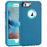 Maxcury Crosstreesports iPhone 6 Case iPhone 6s Case Heavy Duty Shockproof Series Case for iPhone 6/6S (4.7")-V2 with Built-in Screen Protector Compatible with All US Carriers - Teal and Lt Blue