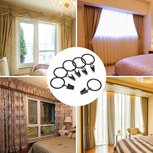 image for Datttcc 40 Pack Metal Curtain Rings with Clips Silver Decorative Drape