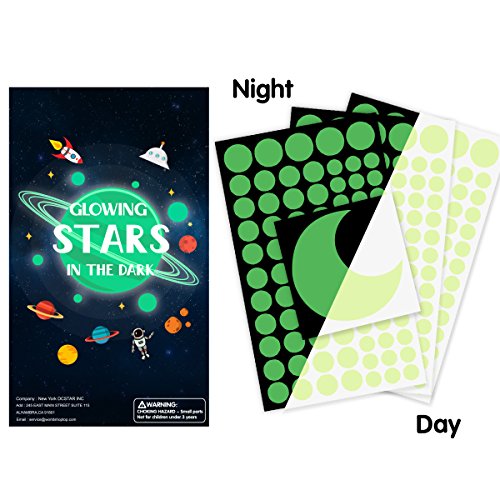 Glow in the Dark Stars 252 PCS Glowing Star Stickers Round Dot Style with Moon Perfect For Kids Bedding Room or Birthday Gift Luminous Stickers for Starry Sky Party Decoration