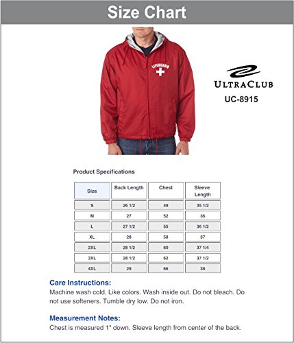 Lifeguard Red Jacket Windbreaker Fleece Lined Life Guard YMCA Pool Staff (2X Large)