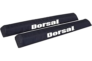 DORSAL Aero Roof Rack Pads for Factory and Wide Crossbars - Pack of 2 for Surfboards Kayaks Sups Snowboards Polyester 34" Inch Thule Yakima Style (Wide) Black