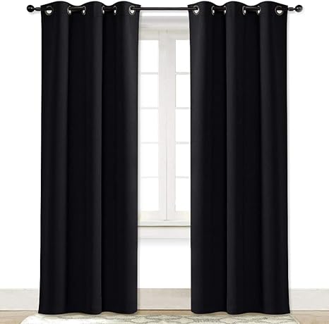 Nicetown Thermal Insulated Window Curtain Solid Ring Top Soundproof Blackout Drape For Bedroom Clockroom 1 Panel 42 Inch By 84 Inch Black Amazon Ca Home Kitchen