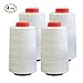 4 PACK of 6000 (24,000 total) Yard Spools White Sewing Thread All Purpose 100% Spun Polyester Overlock Cone
