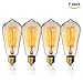 Vintage Edison Bulb KINGSO Dimmable 40W Edison Light Bulb Squirrel Cage Filament Incandescent Antique Light Bulb E27 E26 Base ST64 110V - 4 Pack