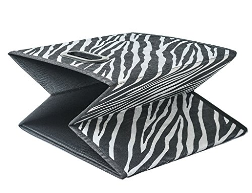 [10 Pack-Zebra Pattern] Large Storage Bins, Containers, Boxes, Tote, Baskets| Collapsible Storage Cubes For Household Offices Organization |Nursery Cubes| Dual Plastic Handle Storages Drawer - Thumbnail 7