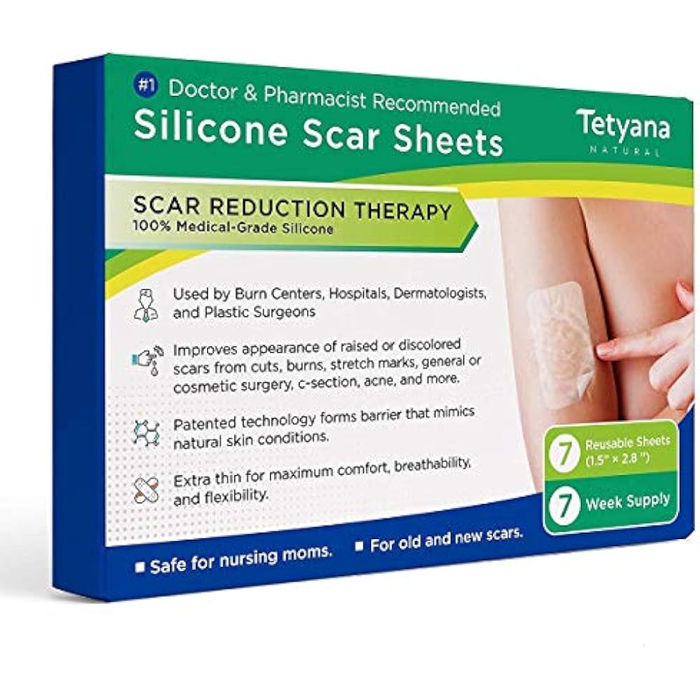 Medical Grade Silicone Scar Removal Sheets By Tatyana Naturals 7Pcs