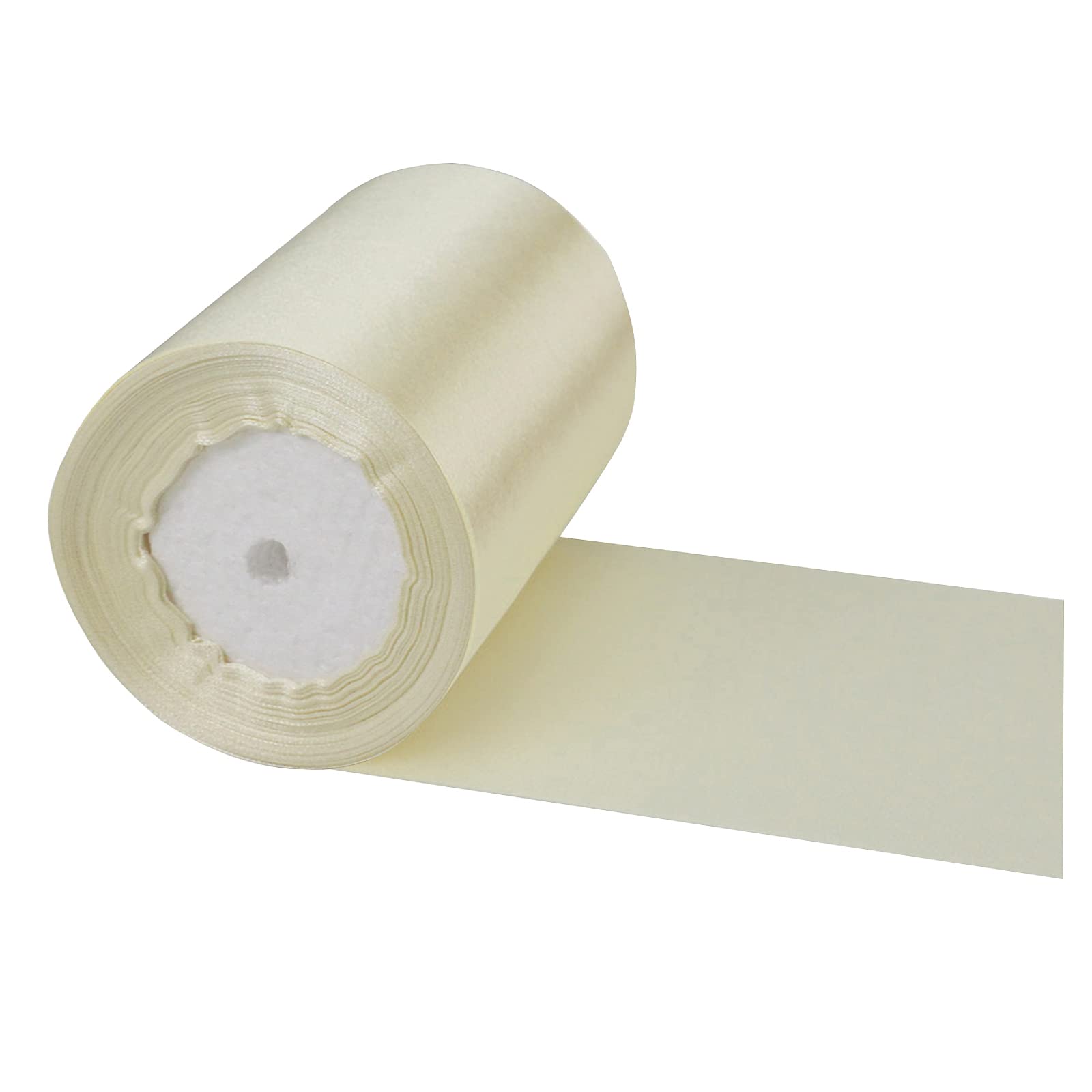 POPOYU Wide Thick Beige Ribbon 10CM for Gift Wrapping, 23M 4Inch Big Satin Xmas Large Bow Car Christmas Crafting, Bouquets, Wedding Car, Presents, Cake Decorations