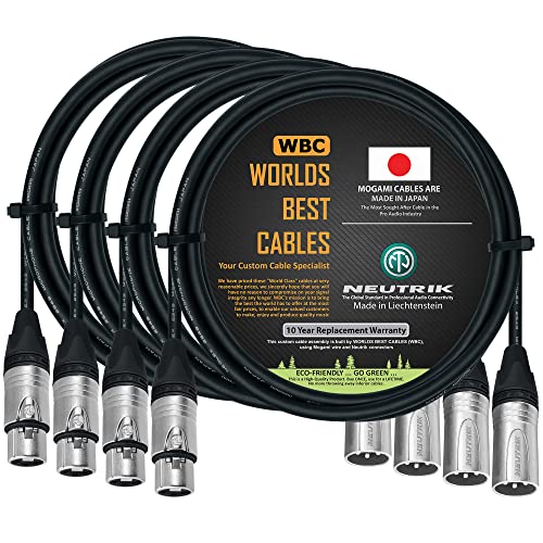 WORLDS BEST CABLES 4 Units 5 Foot Balanced Microphone Cable Custom