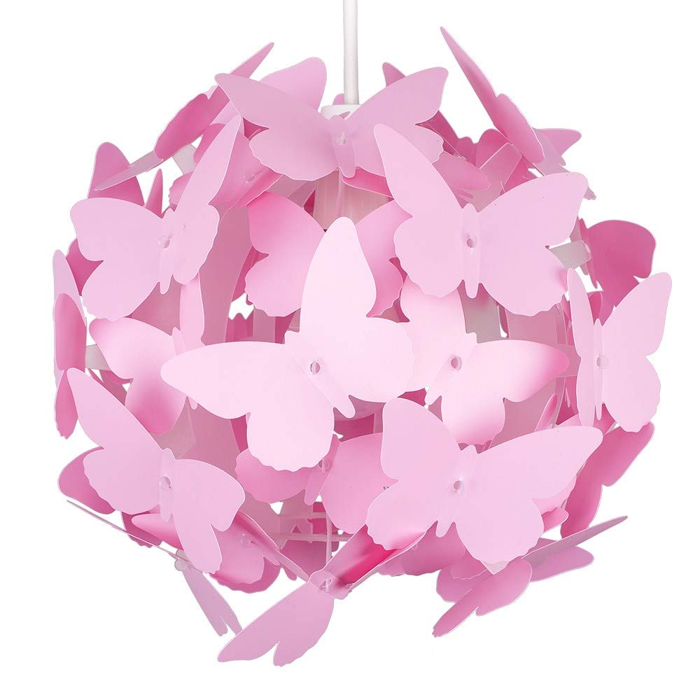 MiniSun | Modern Bright Pink Butterflies Ceiling Chandelier Lamp Shade | Pendant Lights, Home Décor & Improvement Essential | 31.5cm Shade Width