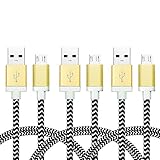 Micro USB Cable, iSeeker [3-Pack] 3.3ft Braided Cable Male A to Micro B with Gold-Aluminum Connectors for Android, Samsung, HTC, Motorola, Nokia and More