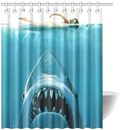 Cool Great White Shark Waterproof Bathroom Shower Curtain- Polyester Fabric, 60(w)x72(h)