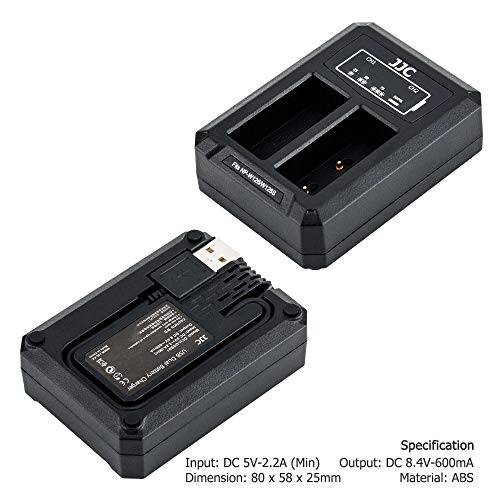 JJC Chargeur Double Batterie USB pour Appareils Photo Fujifilm X-PRO2 X-PRO1 X-H1 X-T3 X-T2 X-T1 X-T30 X-T20 X-T10 X-A5 X-T100 X100F Remplace Fuji NP-W126/NP-W126s - Image 2