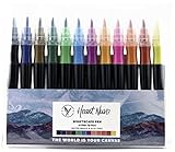 Nightscape Watercolor Brush Marker Pens, Felt Nib, Firm Tip, Set of 12 Colors