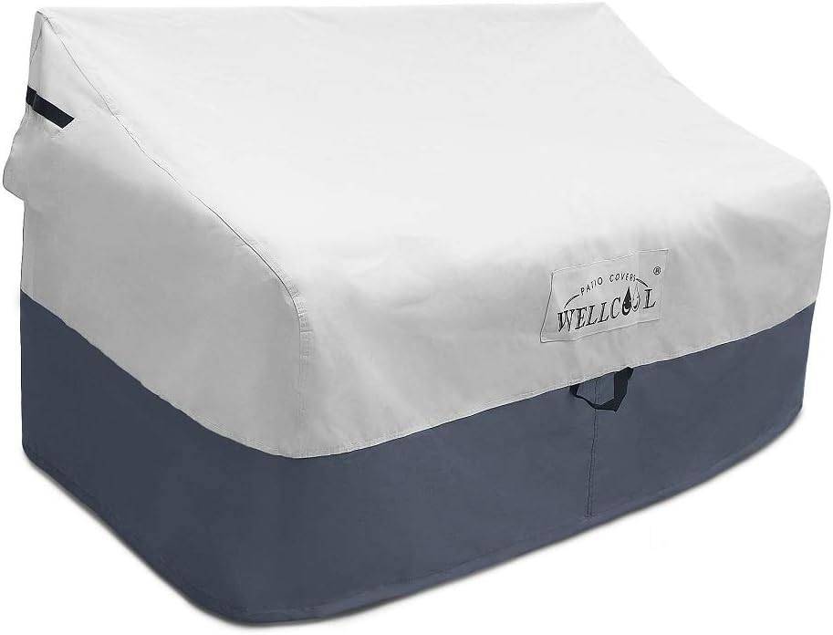 WELLCOOL Patio Loveseat Cover, 100% Waterproof Heavy Duty Outdoor Sofa Bench Cover, Patio Lawn Furniture Covers with Air Vent and Handles, 58 W x 34 D x 31 H Inches: Furniture & Decor