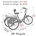 VANELL Adult Tricycle 20 inch 7 Speed Trike Cruise Bike 3 Wheeled Bicycle W/Large Size Basket for Adult Teenager Shopping Exercise Recreation (Blue, 20″-7speed)thumb 2