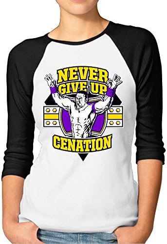 Cool Pro Wrestler John Cena Logo Never Give Up Women's Jersey Baseball T-Shirt