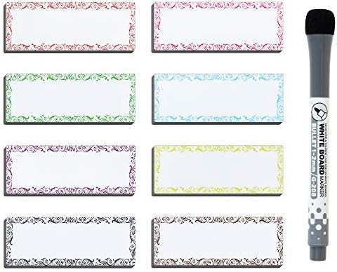 マグネットシート 磁石ネームプレート 冷蔵庫マグネット 40枚入 8色 寸法80 30 繰り返し利用 エコ 事務所 倉庫 学校 スケジュール管理 水性マーカー 1本付き 冷蔵庫マグネットシート