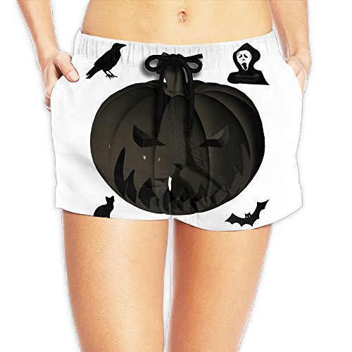 2017 Black Pumpkin On White Bright Beauty Elastic Beach Volleyball Shorts