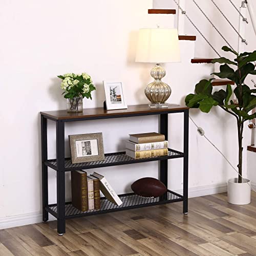 VASAGLE 40" Industrial Console Table, 3 Tier Entryway Table with