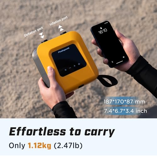 Peakspeak 20PSI Electric Paddle Pump - Rechargeable, Intelligent Inflation/Deflation - Automatic Shut-Off for SUP Boards, Kayak, Wings, Kite, Tent, Mattresses