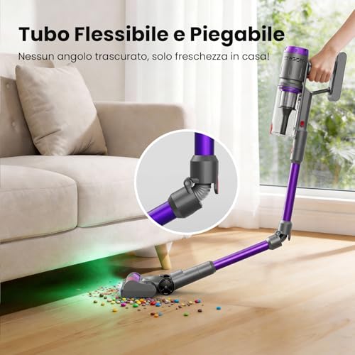 Circlio NOVAX T80 Pure Wireless Vacuum Cleaner 600W/58kPa/75 Min, Wireless Vacuum Cleaner with Folding Tube, Cordless Vacuum Cleaner for Mattresses, Carpets/Floors/Animal Hair