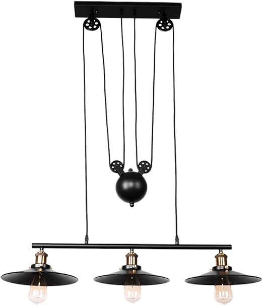 Lingkai Vintage Adjustable Pendant Lights Antique Pulley Rise And Fall Lamp Fitting For Kitchen Island Dining Room Amazon Co Uk Lighting
