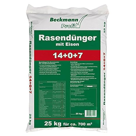 Beckmann Profi Rasendünger mit Eisen 14+0+7+(2) in 25 kg