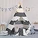 TOUCH-RICH Durable Teepee for Kids 5 ft 4 Poles Indian Play Tent Sturdy & Safe Kids' Furniture with Window & Floor (Stripe Grey Teepee)
