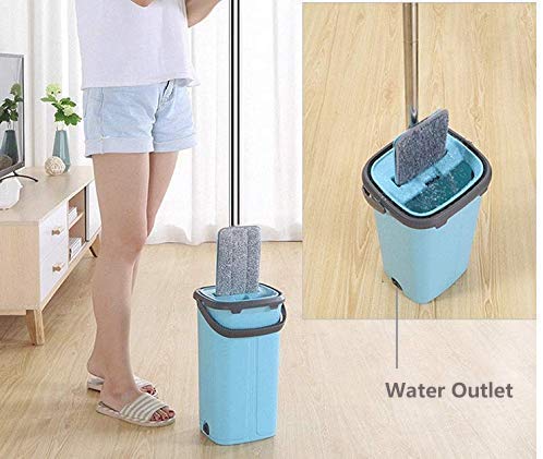 image for Buyplus Flat Floor Mop and Bucket Set - Home Floor Cleaning System,Wet