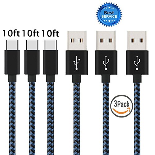 Usb type c cable, daker 3pack 10ft 10ft 10ft braided nylon usb-c …