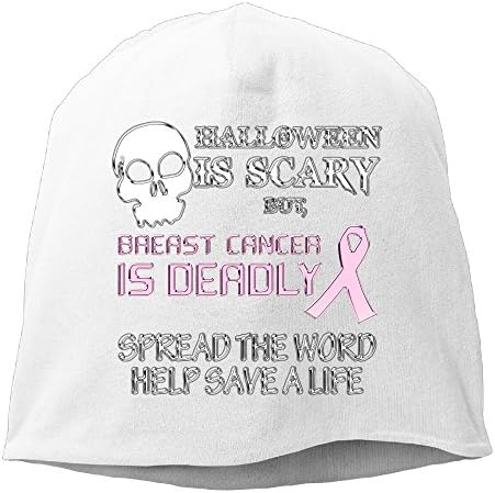 Halloween Is Scary But Breast Cancer Is Deadly Unisex Casual Fashion Durable Winter Warm Knitted Beanie Hat Cap