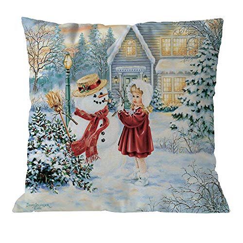 MIARHB Christmas Theme Pillow Cover Square Sofa Bed Home Decor Throw Pillow Case Cushion Cover for Xmas Gifts(G, 18'' Ã— 18'')