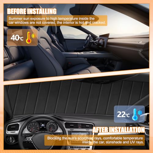 Sun Visor for VW Tiguan 2020-2025 Foldable Front Windshield Interior Thermal Insulation UV Protection Privacy