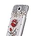 Galaxy S4 Mini Case, Mini-Factory Red Samsung Galaxy S4 Mini I9190 Bling Crystal Pearl Diamante Love Diamond Rose Diamond Case Cover Design for Girls (Fits: Samsung Galaxy S4 Mini / i9190)